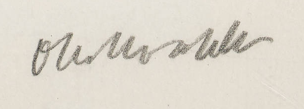 Signature 6 — Oskar Kokoschka · Bottom right of the sheet