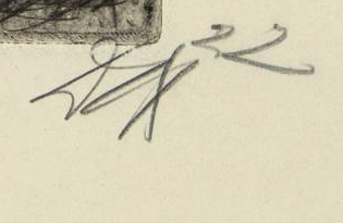 Firma 9 — Otto Dix · In basso a destra, sotto l’immagine stampata.