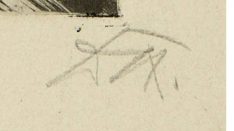 Firma 2 — Otto Dix · Nel margine inferiore destro del foglio, sotto l’immagine stampata.