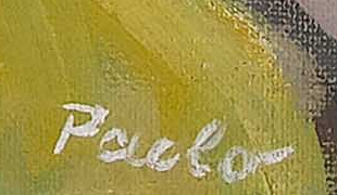 Signature 1 — Paul Jakob Müller · En bas à droite, sur le sac jaune.