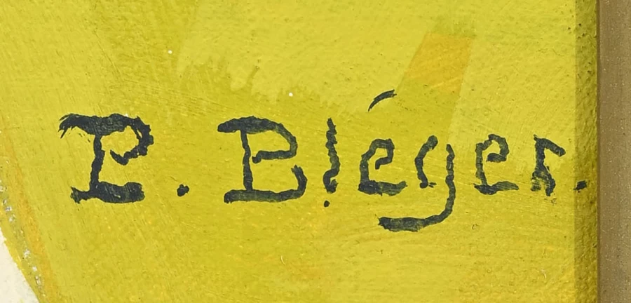 Signature 4 — Paul Léon Bléger · En bas à droite de la toile, sur le fond jaune.