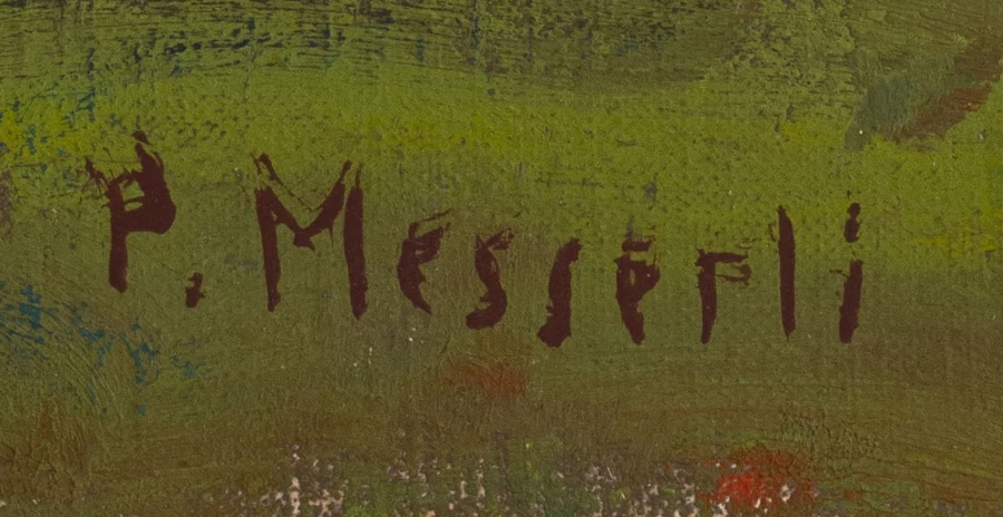 Signature 2 — Paul Messerli · At the lower right of the canvas, on the green foreground area.