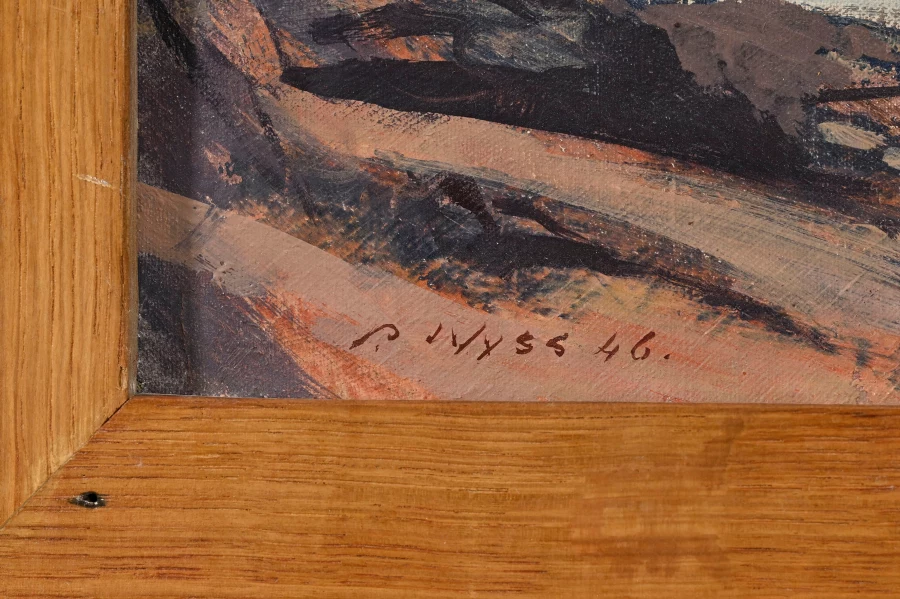 Signature — Paul Wyss · Dans l’angle inférieur gauche de la toile, sur le premier plan.