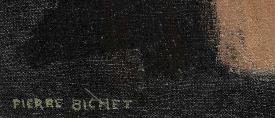 Signatur 1 — Pierre Bichet · In der unteren linken Ecke der Leinwand.