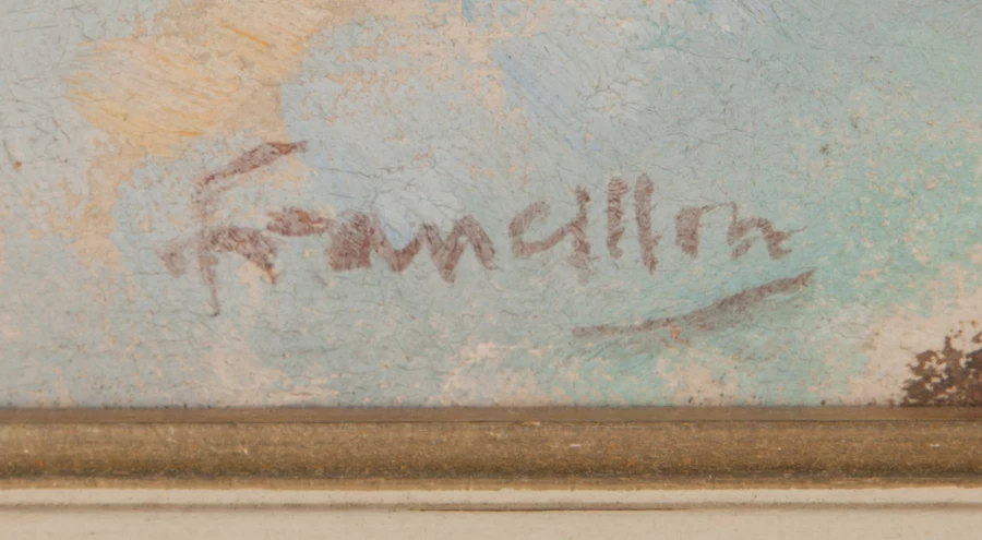 Signatur — René Francillon · Unten links auf der Leinwand.