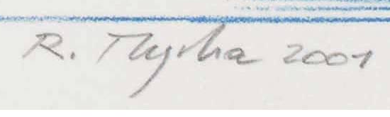 Signature — René Myrha · At the lower right, below the printed image.