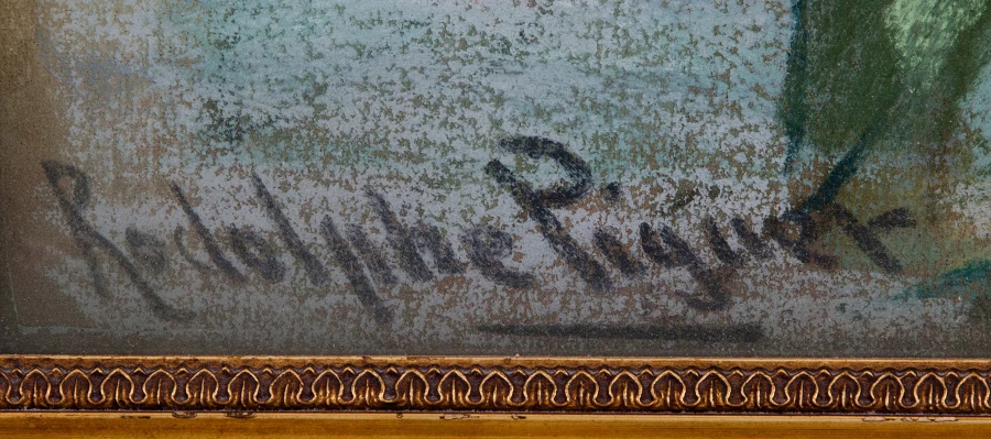 Signature 2 — Rodolphe Piguet · At the lower left of the pastel, just above the bottom edge.