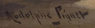 Signature 4 — Rodolphe Piguet · At the lower left, on the painted surface.