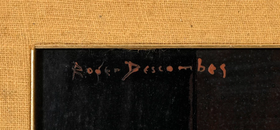 Firma 1 — Roger Descombes · In alto a sinistra sulla superficie dipinta.