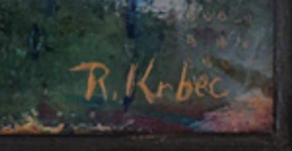 Signatur 2 — Rosemonde Krbec · Unten rechts auf der bemalten Fläche.