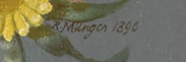 Signature — Rudolf Münger · Dans la partie supérieure, juste sous le bouquet floral, légèrement à droite du centre.