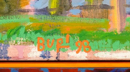 Firma — Samuel Buri · In basso al centro della tela.