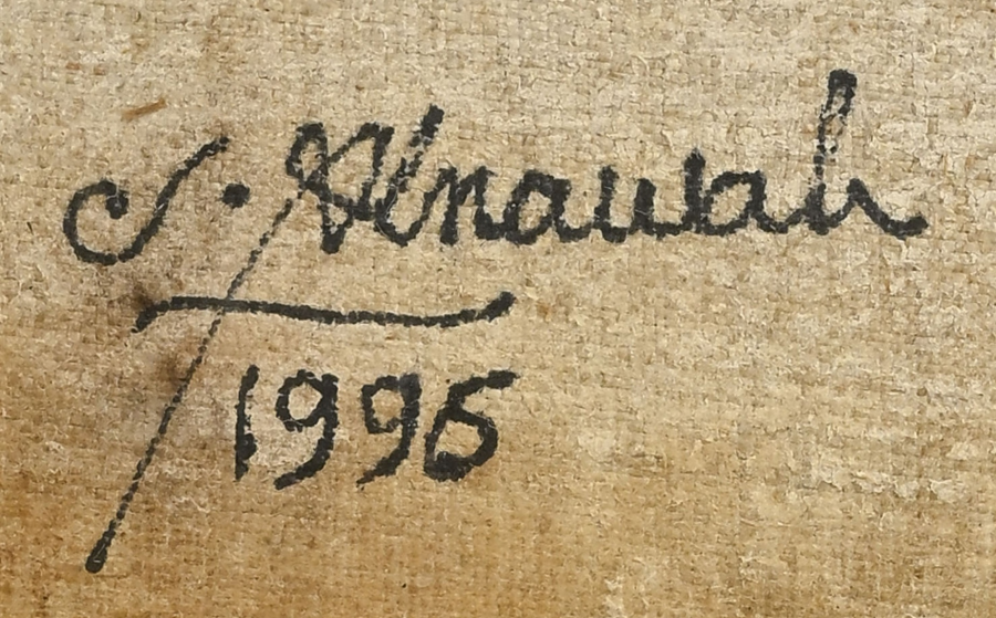 Signature — Shafiq Alnawab · En bas à droite, au recto de l’œuvre.