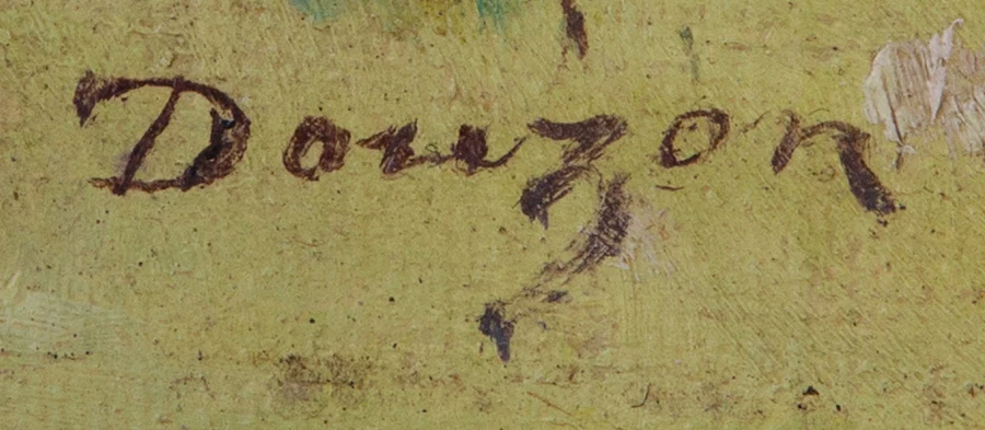 Signature 4 — Théodore Douzon · At the lower left of the painted surface.