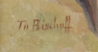 Signature — Théophile Bischoff · Dans l’angle inférieur gauche de la toile.