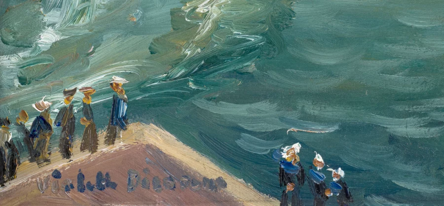 Signature — Violette Diserens · At the lower left, on the painted foreground.