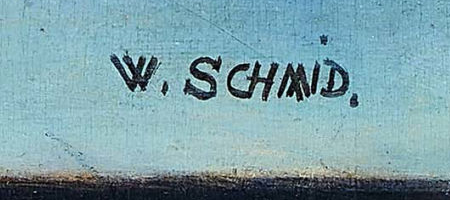 Signature 3 — Wilhelm Schmid · At the lower centre, on the painted tabletop.