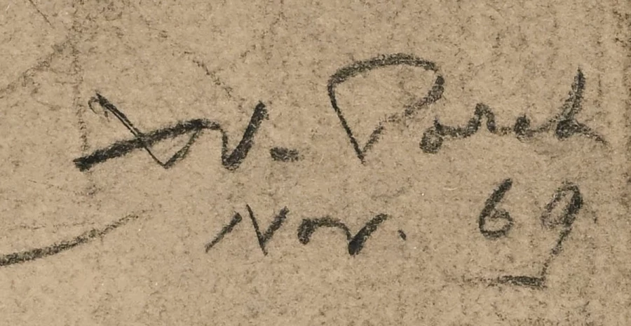 Signature 4 — Xavier de Poret · At the lower right of the drawing, on the paper.