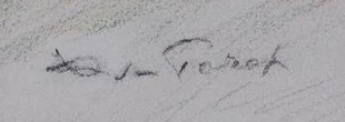 Signature 3 — Xavier de Poret · At the lower right of the drawing, below the hares.