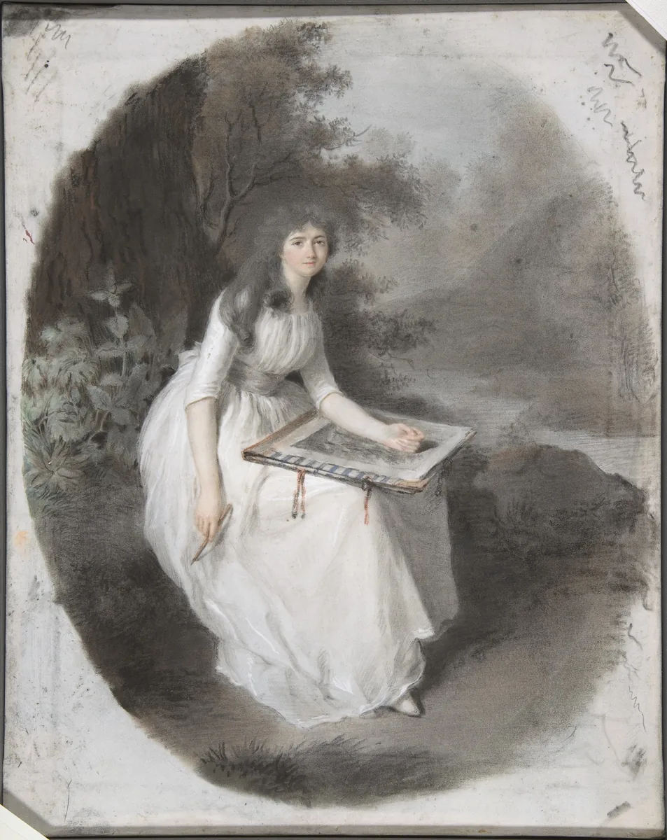 Firmin Massot, Jeune femme dessinant sous un arbre, fin XVIIIe–XIXe siècle. Un autre portrait de l’artiste, conservé au Metropolitan Museum of Art.