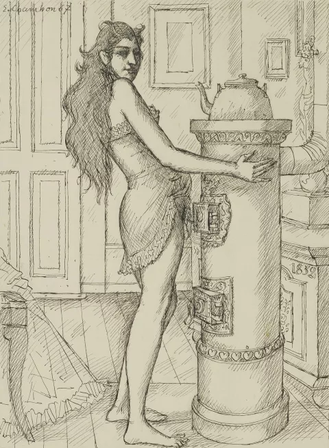 Émile Chambon — Femme au coin du poêle