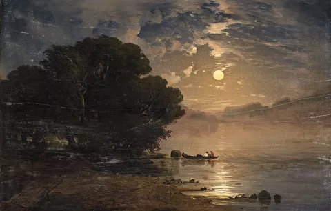 Alexandre Calame — Paysage lacustre au soir