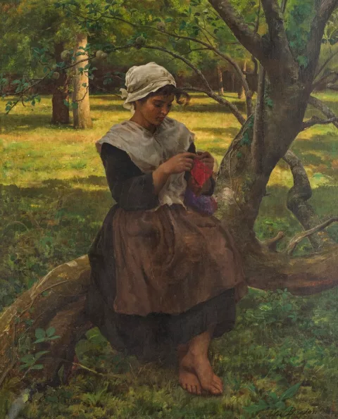 Jules Breton — Jeune paysanne tricotant