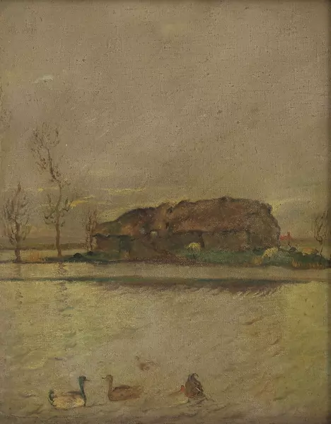Charles Milcendeau — Attribué à Charles Milcendeau — Bourrine dans le marais