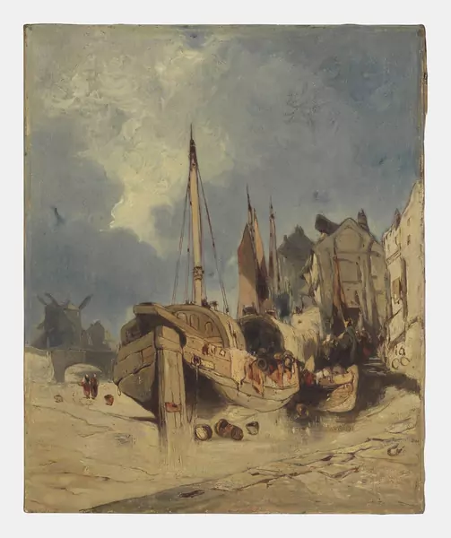 Eugène Isabey — Attribué à Eugène Isabey — Navire au port