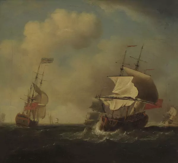 Willem Van de Velde le Jeune — Suiveur de Willem van de Velde II — Bataille entre navires