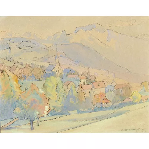 Abraham Hermanjat — Dorfpartie in der Romandie.