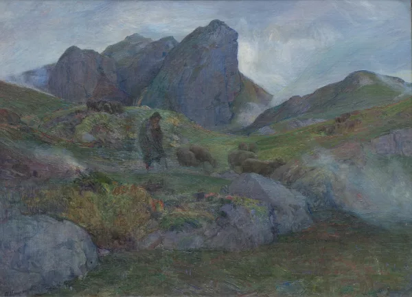Abraham Hermanjat — Abraham HERMANJAT (1862-1932) "Pastorale dans la région du Mouveran", huile