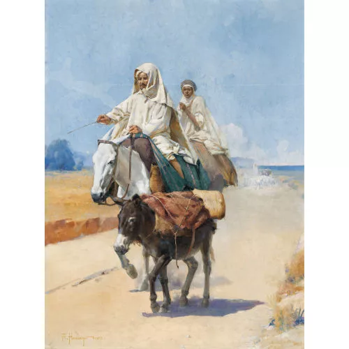 Abraham Hermanjat — Orientalische Reiter mit einem Esel.