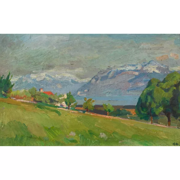 Abraham Hermanjat — Frühlingshafte Seelandschaft.