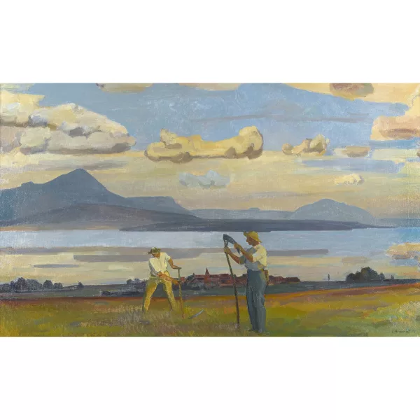 Abraham Hermanjat — Sommerliche Seeuferpartie mit Feldarbeitern.