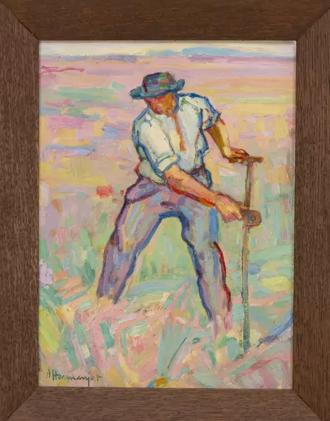 Abraham HERMANJAT (1862-1932), 'Faucheur', huile — DognyAuction