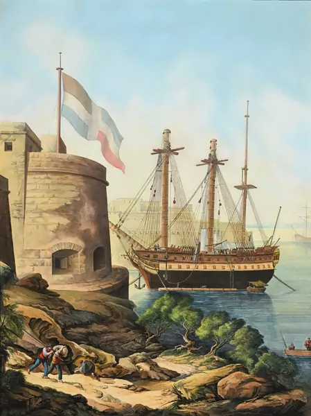 Abraham-Louis-Rodolphe Ducros — école de, "Le port de Naples"