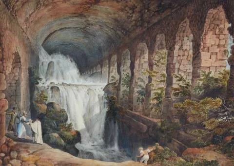 Abraham-Louis-Rodolphe Ducros — Aquädukt unter der Villa des Maecenas in Tivoli