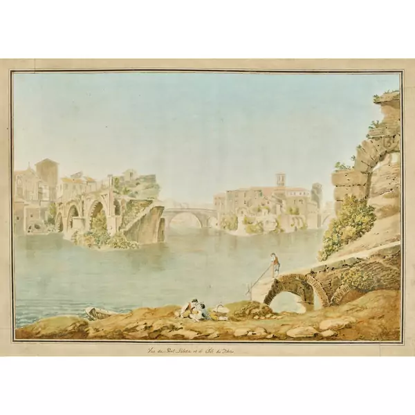 "Vue de Pont Palatine de l'Île du Tibre"