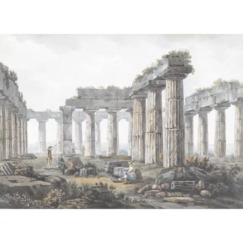 Abraham-Louis-Rodolphe Ducros — Innenansicht eines Tempels von Paestum.