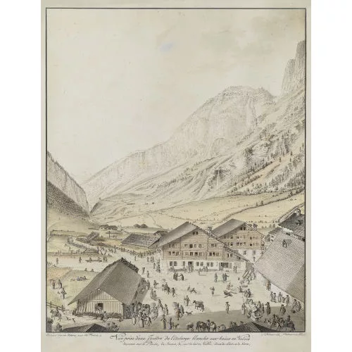 Abraham Samuel Fischer — "Vue prise d′une Fenétre de l′Auberge blanche aux bains...".
