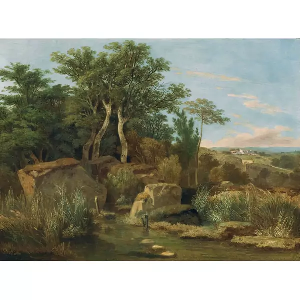 Adam Töpffer — PAYSAGE AVEC MARÉCAGE ET HAMEAU DANS LE LOINTAIN LANDSCAPE WITH MARSH AND HAMLET IN THE DISTANCE