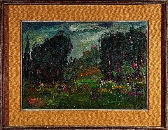 Adolf Herbst — Landschaft mit Kühen (Château St. Rémy), 1953