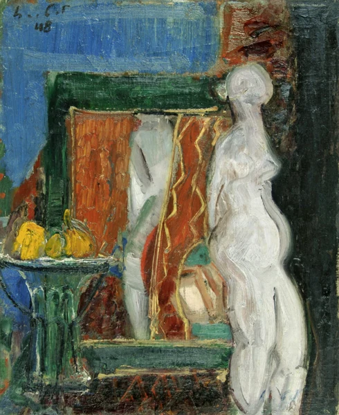 Adolf Herbst — Nature morte avec sculpture, 1948