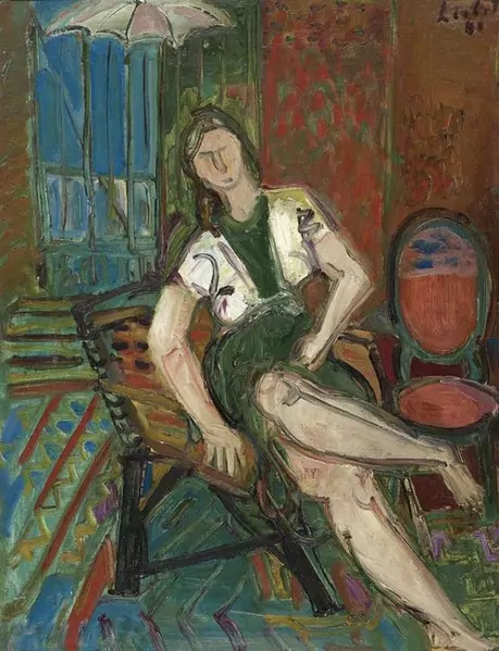 ADOLF HERBST — Sitzende Frau in einem Interieur. — Koller Auktionen