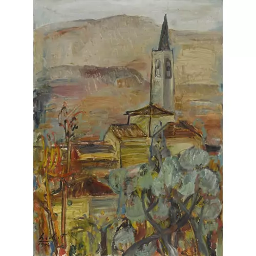 Landschaft mit Kirchturm