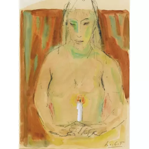Frau mit Kerze bei der Andacht