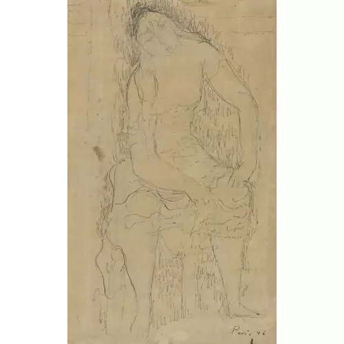 Sitzende Frau