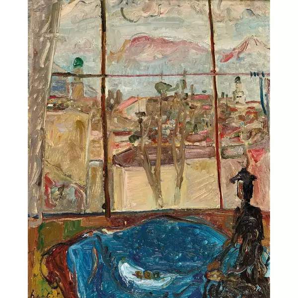 Interieur mit sitzender Dame