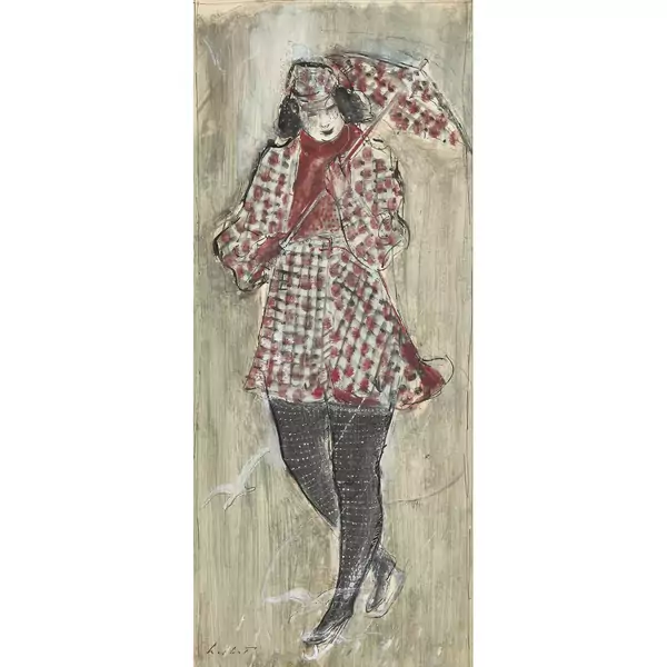 Junge Frau mit aufgespanntem Regenschirm